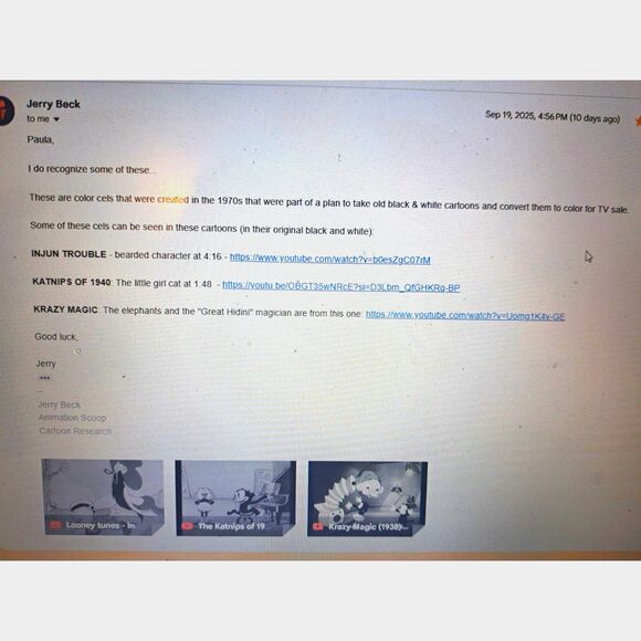 1930's Cartoons 1970 remakes 23 Cels Warner Bros Looney Tunes & Charles Mintz - Picture 3 of 12